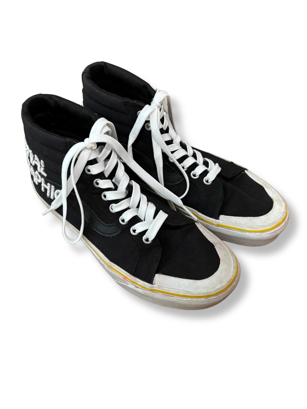 Vans x National Geographic Sk8-Hi Black Yellow Embroidered Sneakers Size 7 - Picture 2 of 13